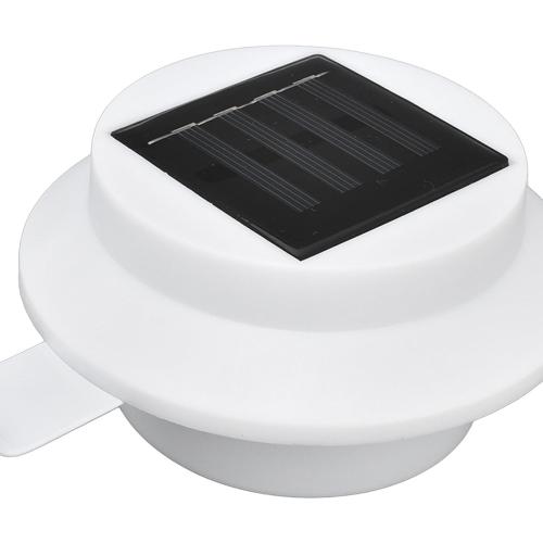 Solar Powered LED Gutter Lights 3 LED Deck Gutter Solar Lights Outdoor Waterproof LED Garden Yard Wall Lamp with Bracket for Fence Wall Stair Step Landscape Pathway, White Night Utility Security Light