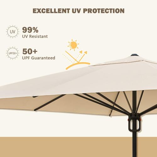 EROMMY Large Patio Umbrellas with Base, 13' x 13' Aluminum Outdoor Umbrella, Rectangle Patio Umbrella for Pool, Garden and Deck, Beige