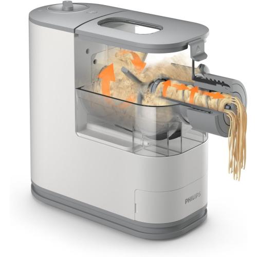Philips Kitchen Appliances Compact Pasta and Noodle Maker, Viva Collection, Comes with 3 Default Classic Pasta Shaping Discs, Fully Automatic, Recipe Book, Small, White (HR2370/05)