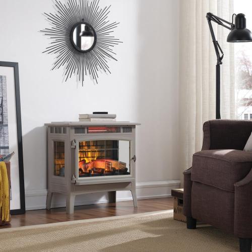 duraflame Freestanding Electric Fireplace Stove Heater with 3D Flame Effect for 1,000 Sq. Ft. Room, French Gray