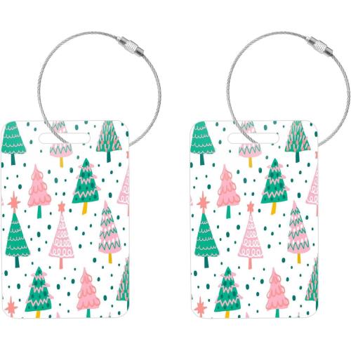 Christmas Tree Luggage Tags for Suitcase 2PCS Acrylic Suitcase Tags Identifiers Travel Bag Tags Backpack Handbag Baggage Labels