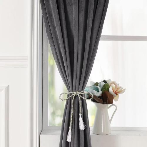 2 Panels Dark Grey Velvet Curtains 120 Inches for Bedroom, Thermal Insulated Blackout Curtains- Room Darkening Sun Blocking Rod Pocket Window Drapes for Living Room, 2 Panels, 52 x 120 Inches