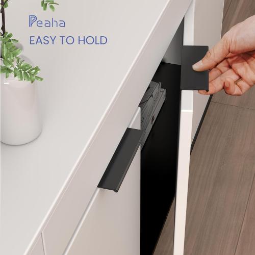 Peaha 10 Pack Kitchen Cabinet Handles 6-1/4 inch Black Pulls for Dresser Drawers Door Edge Finger Pull Aluminum Alloy Hardware