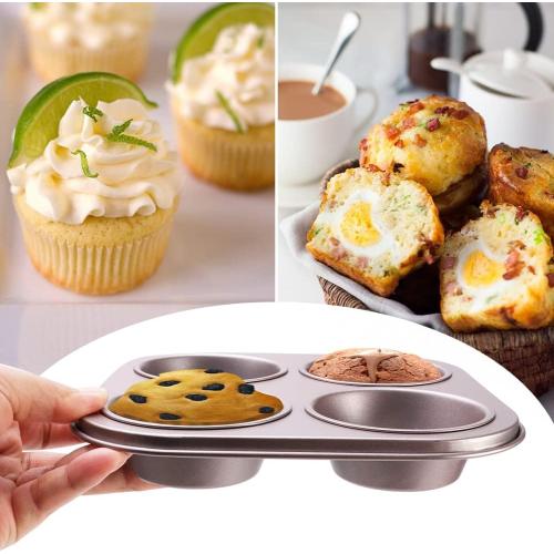 4 Cup Muffin Pan Baking Tray- Non-Stick Cupcake Tin Mold - Carbon Steel Cake Mould For Home, Cafe Bar and Restaurant(champagne)