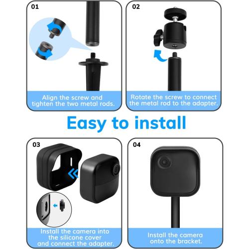 Camera Ground Stake Mount with Weatherproof Silicone Skin for Blink Outdoor 4 / 2K  (2025 Model), Adjustable Height Metal Spike Pole Mount