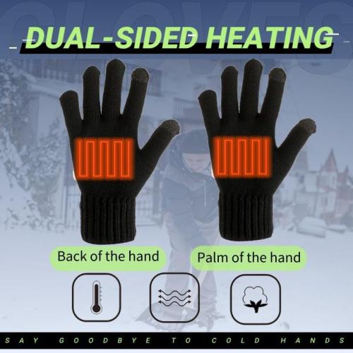 Black Lightweight Winter USB Electric Heated Gloves for Men Women-Touch Screen Thermal Hand Warming Black Knit Gloves