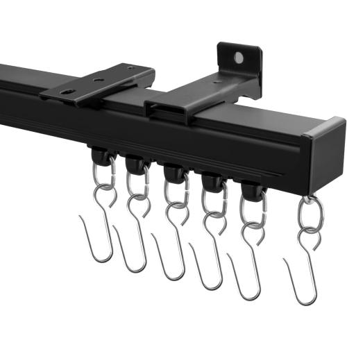 Ceiling Curtain Track, Curtain Track Ceiling Mount, Room Divider Curtain Rod or Wall with Rolling Hooks, Ceiling Shower Curtain Tracks Perfect for Privacy in Open Rooms (3-6ft, Black)