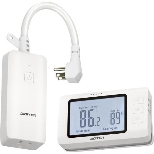 DIGITEN Wireless Thermostat Outlet Temperature Controlled Outlet with Power Cord for Heating and Cooling, Remote Control Plug in Thermostat 1800w for Space Heater, Fan, AC