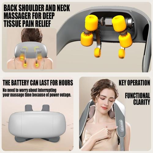Color Beige Neck & Shoulder Massager, Portable Shiatsu Electric Back and Neck Massager with Heat, Thera Pexa Neck Massager for Pain Relief Deep Tissue, Back Massager with Heat (Beige)