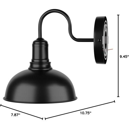 Outdoor Wall Sconce, 2 Pack Exterior Waterproof Farmhouse Gooseneck Barn Light Fixture, Black Garage Wall Lantern, Anti-Rust Front Porch Lamp