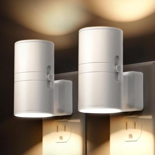 L LOHAS LED Night Light Plug in, Night Lights Plug into Wall, Light Sensor, 0-100LM, Soft White 3000K, Dimmable Night Light, Modern Nightlight for Hallway Bedroom Stairway, 2 Pack
