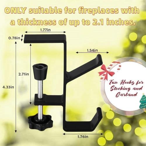 2 in 1 Garland Hangers and Fireplace Stocking Holders，Mantel Hanger for Garland Hooks for Christmas Adjustable No Drill Mantle Hooks Stocking Hanger for Fireplace Christmas Holiday Home Decoration