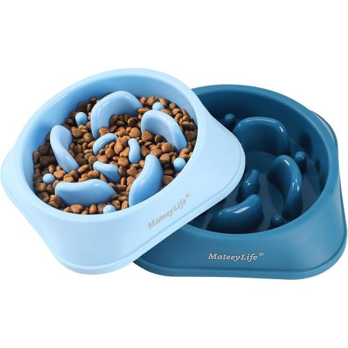 MateeyLife Slow Feeder Dog Bowls 2PCS, Anti-Choking Puzzle Dog Food Bowls, Anti-Slip Interactive Feeding Slow Down Eating, Bloat Stop Maze Dishes for Medium Breeds