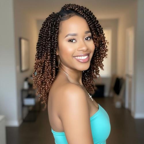 Fulcrum Passion Twist Hair 10 Inch, 8 Packs Passion Twist Crochet Hair for Black Women, Prelooped Crochet Twist Hair with Curly Ends (10Inch, T30#)