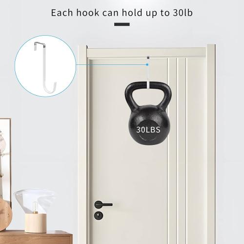 FYY Over the Door Hooks, Single-Hanger 4 Pack, Fits Doors 1.6 White | Heavy Duty Metal, Hold 20lbs, Rubber-Coated, No-Drilling, for Bathroom Dorm, Hanging Towels Clothes Hats Bags Coats Wreaths