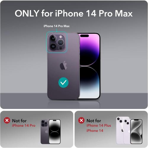 ESR for iPhone 14 Pro Max Case with Stand, Compatible with MagSafe, Full-Body Military-Grade Drop Proof Case with Built-in 9H  Tempered Glass Screen Protector, Armor Series, Clear Purple