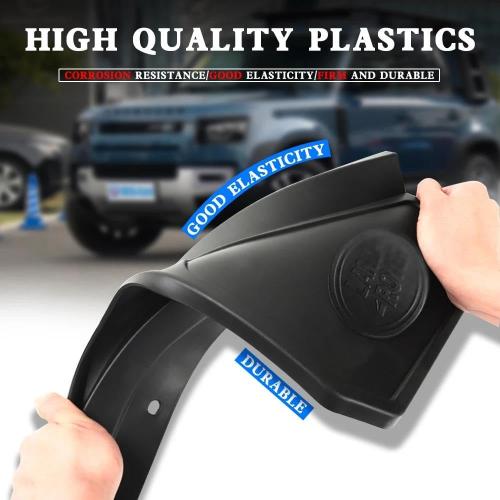 4PCS Widened Tire Mud Flaps Splash Guards for Landrover Defender 90/110 2020-2023, Vehicle Wheel Protector Mudflaps Exterior Accessories (Bright Black)