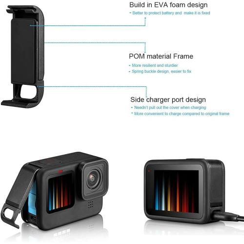 Accessories Kit for Gopro Hero 13 12 11 10 and 9 Black Battery Cover Door Waterproof Housing Silicone Case Glass Screen Protector Bundle for Go pro Hero13 Hero12 Hero11 Hero10 Hero9-63E