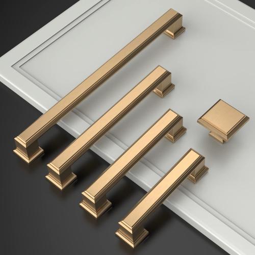 Asidrama 10 Pack 5 Inch(128mm) Champagne Bronze Kitchen Cabinet Handles Brushed Brass Cabinet Pulls Gold Kitchen Cabinet Hardware for Cupboard Drawer Pulls