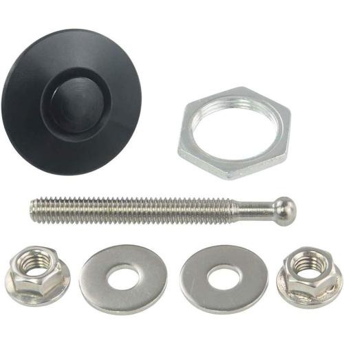 Universal Aluminum Vehicle Hood Pins - License Plate Lock Clip, Push Button Bonnet, Quick Release Lock Latch Bumper, Diameter 1.25 inch (Black, Pack of 8)