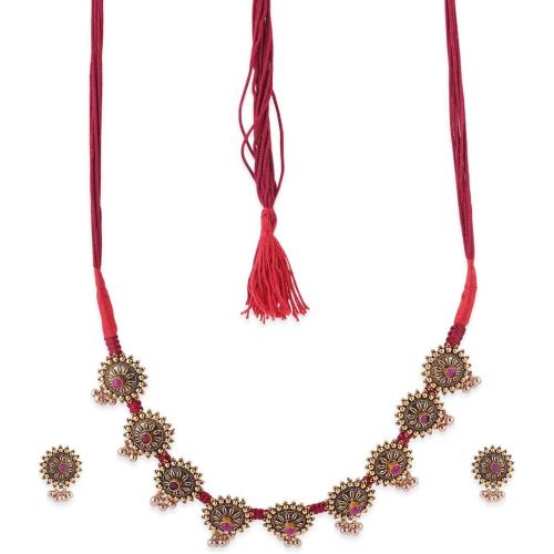 Binnis wardrobe Dual toned hand made textured choker Jewellery set