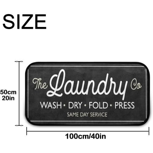 Laundry Room Long Mat Area Rug Non-Slip Floor Mat Waterproof Farmhouse Carpet for Kitchen 40 x 20(Black-3)