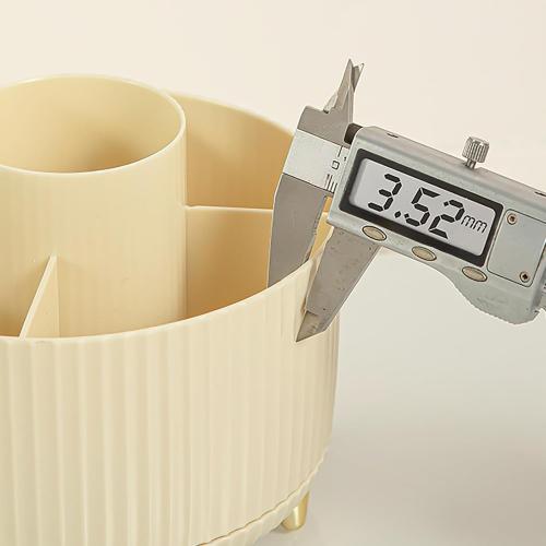 Desk Organizer, Plastic Pen Holder with 5, Dual-Purpose Pencil Cup for Office, School, Home, Cream