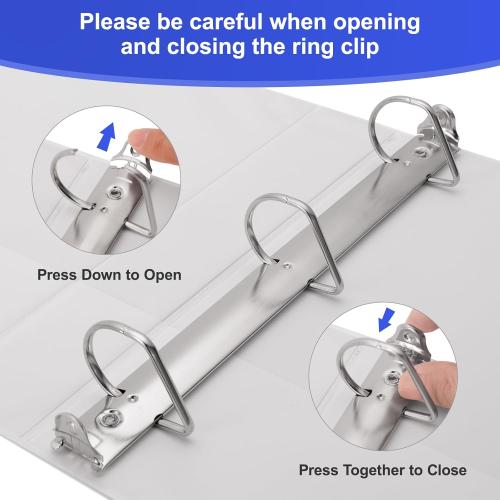 Comix Sturdy 1.5 Inch D-Ring Binders, 1.5'' 3 Ring Binder with Clear View Cover, 1-1/2 Inch Rings Holds 350 Sheets of 8.5 x 11 Paper, 6 Packs (White)