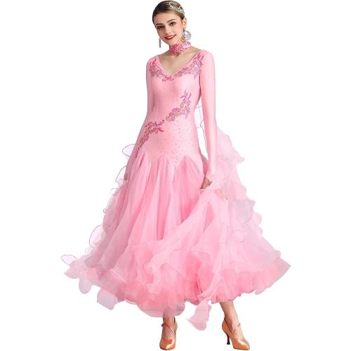 ORIDOOR Flash Rhinestone Ballroom Dance Waltz Tango Standard Competition Dance Dress SIZE SMALL