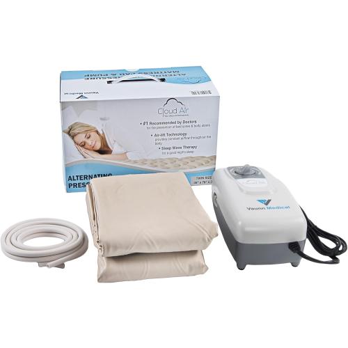 Vaunn Medical Cloud Air Whisper Quiet Alternating Air Pressure Mattress Topper with Pump Twin Size 36 x 78 x 3