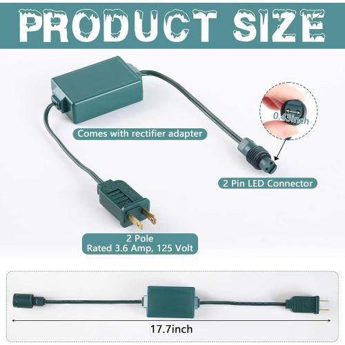 1 Pcs Coaxial LED Mini Light Power Connector Green Christmas Light Adapter Plug Green Connector Cords Christmas Tree Replacement Parts