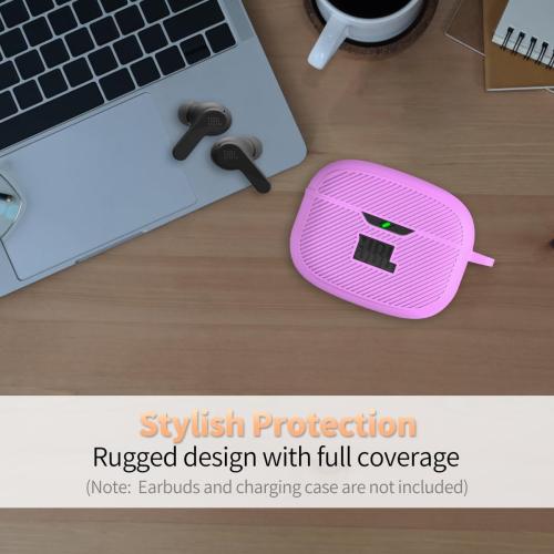 for JBL Vibe 200TWS/JBL Beam Case Cover, Silicone Protective Shock Cover Compatible with JBL True Wireless Headphones Charging Case with Carabiner(Purple)