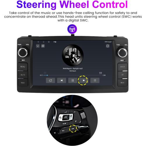 Android Double Din Car Stereo for Toyota Corolla E120 2000 2001 2002 2003 2004 2005 2006, 7 Inch Touch Car GPS Radio Wireless Car-Play Android Auto Support WiFi Blue-Tooth FM RDS, 2GB RAM 32GB ROM