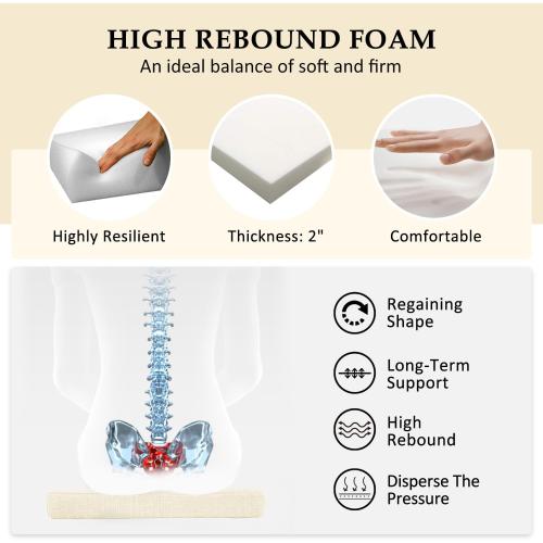 Chair Cushions for Dining Chairs 6 Pack - Kitchen Chair Cushions with Ties and Non-Slip Backing - Dining Chair Pads 16X16X2, Beige