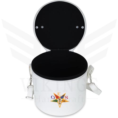 Generic Masonic OES Crown, Fez Case - Order of Eastern Star White Fez Cap For Freemasons With Strap For Hanging on Shoulder