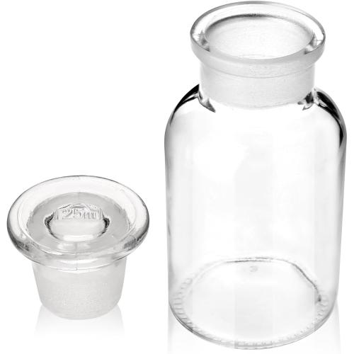 4 PCS Kestun Lab Glass Reagent Bottle,Wide Mouth Glass Storage Bottle with Ground Stopper,Decorative Bottles/Vase (Clear, 60ml)