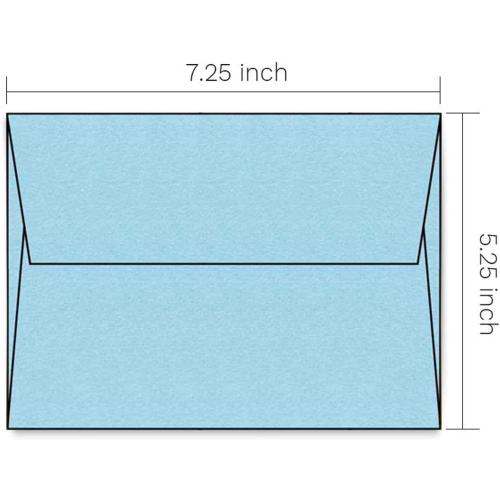 110 5x7 Light Blue Invitation Envelopes - for 5x7 Cards - A7 - (5 ¼ x 7 ¼ inches) - Perfect for Weddings, Graduation, Baby Shower - 120 GSM - Peel, Press & Self Seal - Square Flap