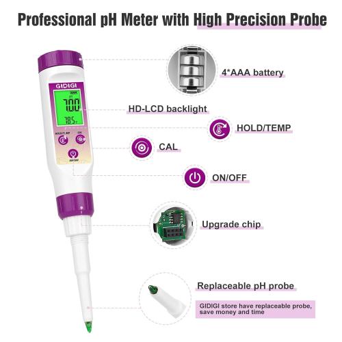 pH Meter for Food Fermentation, Spear pH Probe for Canning Salsa