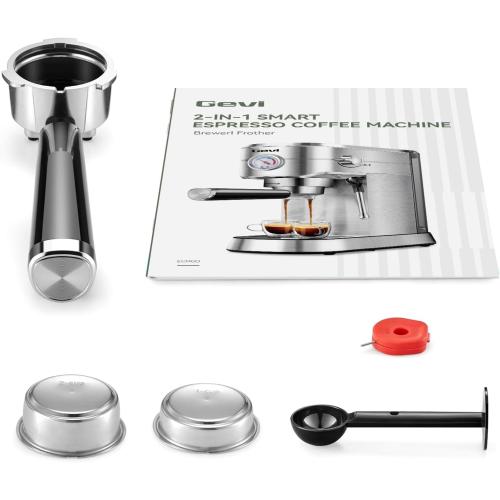 Gevi Commercial Espresso and Coffee Makers, Professional 20 Bar Espresso Maker with Milk Frother, Stainless Steel Expresso Coffee Machines for Home, Compact Cappuccino Machine, Great Gift