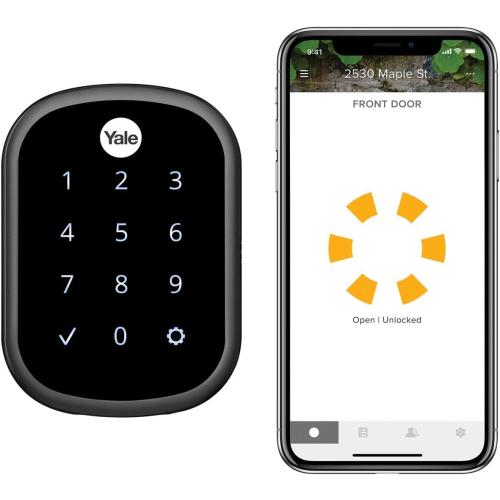 Yale Assure SL Deadbolt Smart Lock, Black Suede Keyless Entry Door Lock with Wi-Fi Connected Touchscreen for Front or Back Door, YRD256-CBA-BSP (no test)