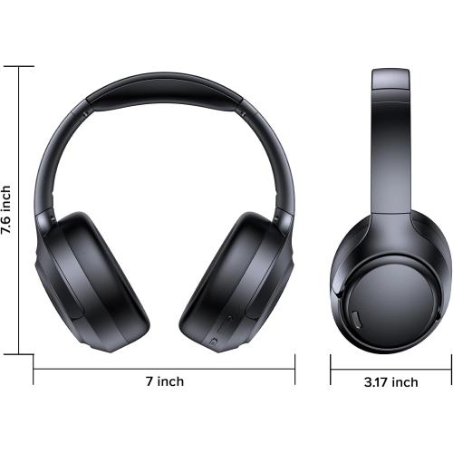 Hybrid Active Noise Cancelling Headphones Wireless, 120Hrs Playtime, 6 ENC Clear Mic, Over Ear Bluetooth Headphones with Hi-Res Audio Comfort Earcup Foldable ANC Headphone for Travel Game Home Office