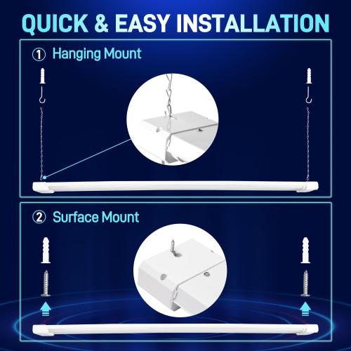 Koda 5000K LED Shop Light Linkable, 4FT Daylight 42W LED Ceiling Lights for Garages, Workshops, Basements, Hanging or FlushMount, Included Power Cord and Pull Chain, 4400lm, ETL- 1 Pack