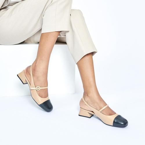 Size 7.5 C.Paravano Women's Slingback Mary Jane Pumps | Low Block Heel & Round Toe | Wedding Guest & Office Shoes | Pair w/Tea-Length Dresses or Linen Trousers