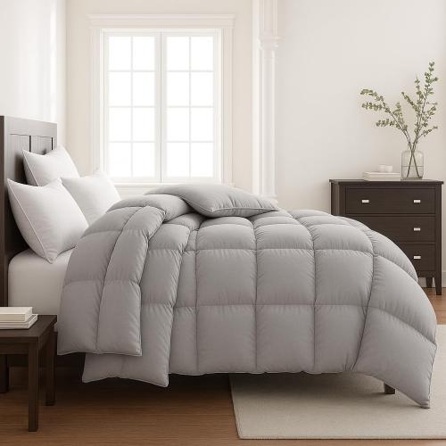 Truth North Gray Comforter twin – Fluffy Down Alternative Duvet Insert, Light Gray Comforter, All-Season Bedding, Hypoallergenic, Machine Washable, Twin Duvet Insert with Corner Loops