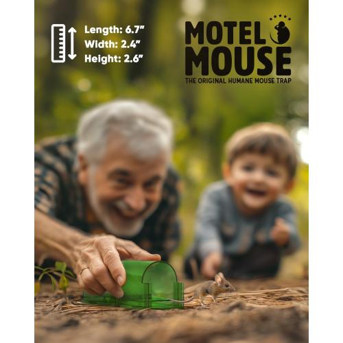 Motel Mouse Humane No Kill Mouse Traps Live Catch & Release - 4 Pack | Kid & Pet Friendly • No Touch Release • Reusable Design • Easy to Use • Humane
