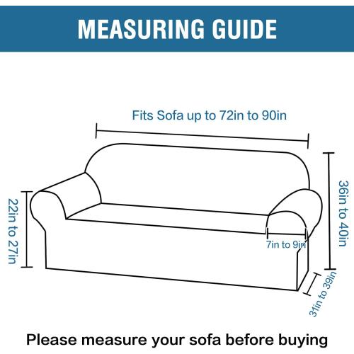 H.VERSAILTEX 1 Peice Stretch Velvet Sofa Covers for 3 Cushion Couch Covers Sofa Slipcovers Furniture Protector Soft, Crafted from Thick Comfy Rich Velour (Sofa 72-90, Oatmeal)