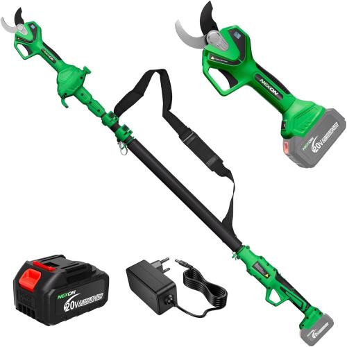 NEXON Cordless Electric Pruning Shears, 2-in-1 Tree Trimmer & Pole Pruner, 1.6 Cutting Capacity, 4000mAh Battery, Brushless Motor, Compatible for Makta 20V Battery, Garden Branch Cutter