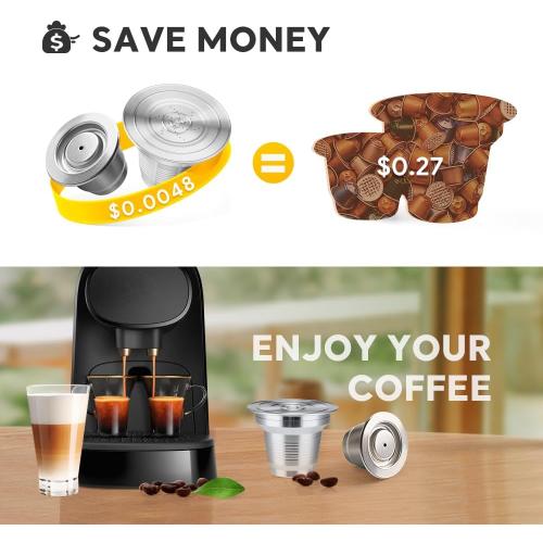 Reusable Stainless Steel Coffee Capsules Compatible with L'OR B-arista LM8012/60 -Refillable Metal Espresso Pods for L'or and N-espresso Machines, with Stainless steel spoon and tamper, 2pcs