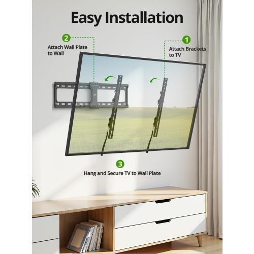 USX MOUNT Tilting TV Wall Mount for Most 37-95 Flat Curved Screen Television, TV Bracket with Max VESA 600x400mm up to 132lbs, Low Profile Tilt Mount for 16, 24 Stud