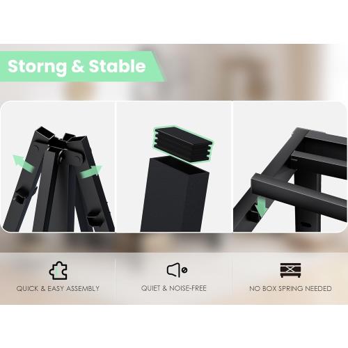 Twin Bed Frame - 18 in Sturdy Platform Bed Frame Twin Size, Heavy Duty Metal Bed Frame No Box Spring Needed, Quick & Easy Assembly, No Noise, Black